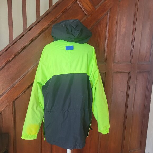 Vintage Woolrich Mens Windbreaker Jacket Green/Black Hooded Zip-Up Adjustable M - Picture 4 of 9